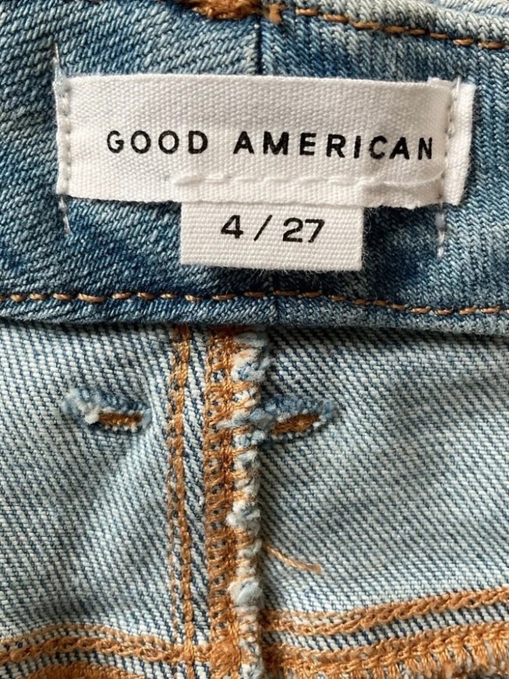 Good American Good Legs Distressed Skinny Jeans Light Wash 4/27 NWOT - Picture 3 of 6